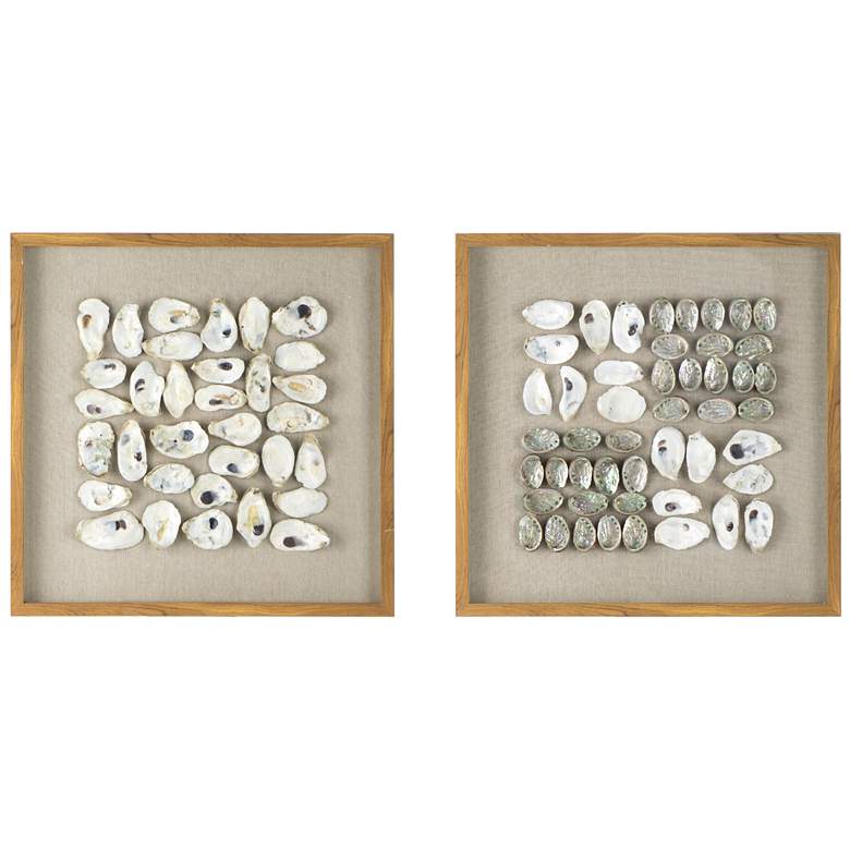 Image 1 Ocasta Shell 23.6 inch x 23.6 inch White &amp; Beige Shadow Boxes - Set o