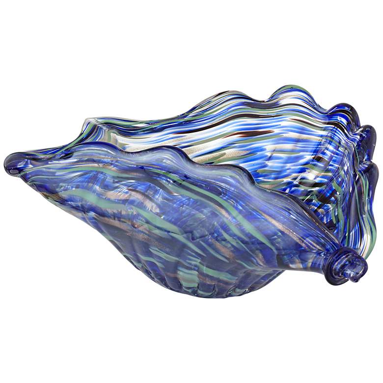 Image 1 Ocean Blue Ruffle Glass Decorative Bowl