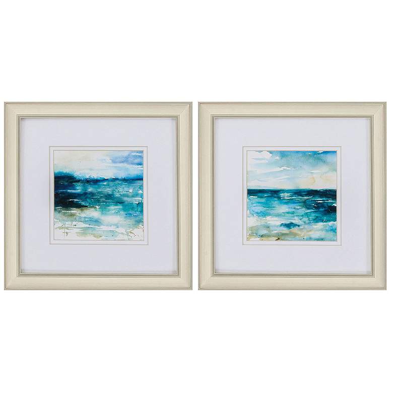 Image 1 Ocean Break 12"W x 12"H Framed Art Set of 2
