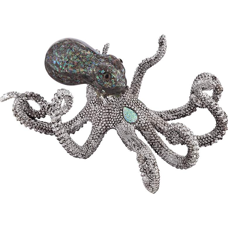 Ocean Deep 10&quot; Wide Silver Luxe Octopus Figurine more views