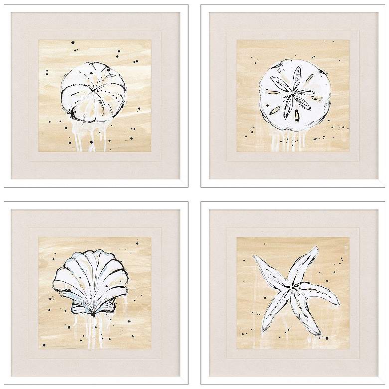 Image 1 Ocean Gems 19"W x 19"H Framed Art Set of 4