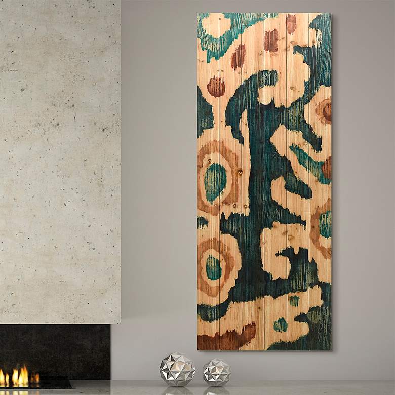 Image 1 Ocean Ikat A 60 inch High Giclee Print Solid Wood Wall Art