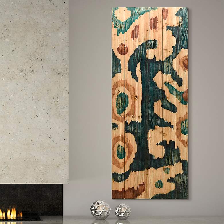 Image 1 Ocean Ikat A 60" High Giclee Print Solid Wood Wall Art