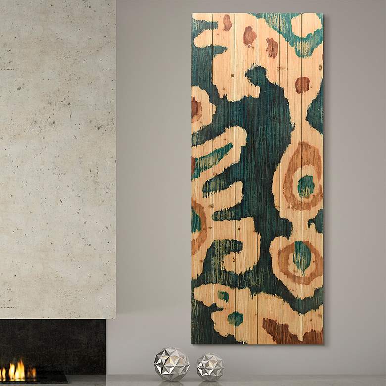 Image 1 Ocean Ikat B 60" High Giclee Print Solid Wood Wall Art