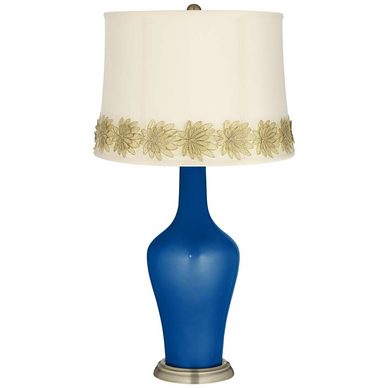 Image 1 Ocean Metallic Anya Table Lamp with Flower Applique Trim