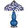 Ocean Metallic Gourd Table Lamp with Iris Blue Shade
