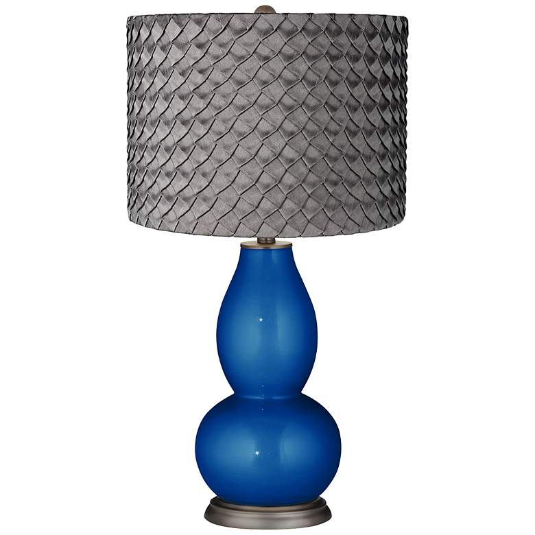 Image 1 Ocean Metallic Pleated Charcoal Shade Double Gourd Table Lamp
