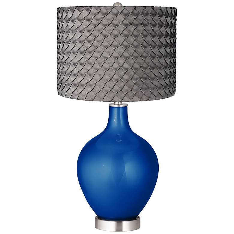 Image 1 Ocean Metallic Pleated Charcoal Shade Ovo Table Lamp