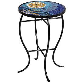 Image2 of Ocean Mosaic Black Iron Outdoor Accent Table