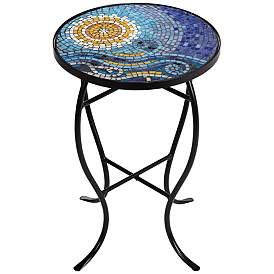 Image5 of Ocean Mosaic Black Iron Outdoor Accent Table more views
