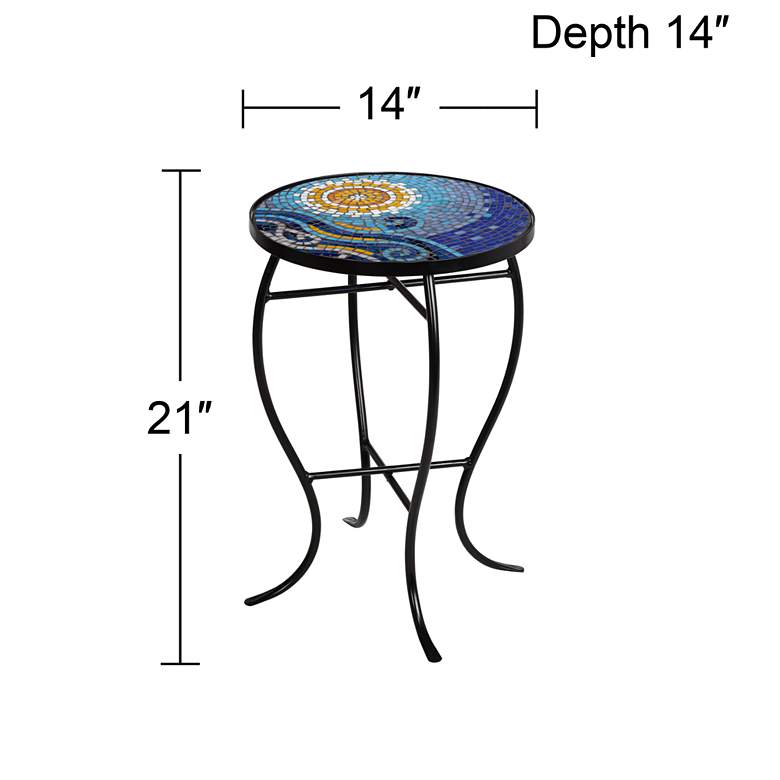 Image 7 Ocean Mosaic Black Iron Outdoor Accent Table more views