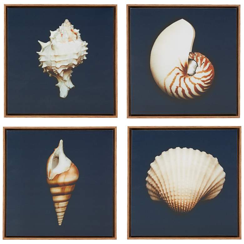 Image 2 Ocean Seashells 12" Square 4-Piece Canvas Wall Art Set