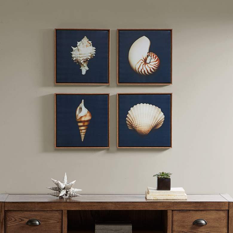 Image 1 Ocean Seashells 12" Square 4-Piece Canvas Wall Art Set