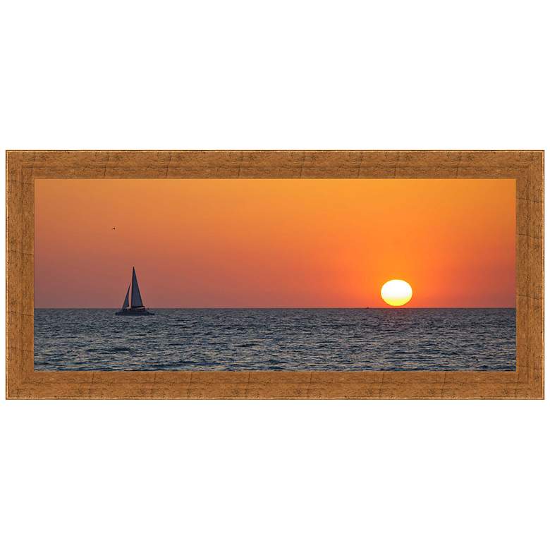 Image 1 Ocean Sunset 44 3/4 inch Wide Framed Coastal Giclee Wall Art