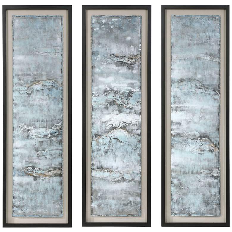 Image 2 Ocean Swell 65 3/4 inch High 3-Piece Framed Metal Wall Art Set