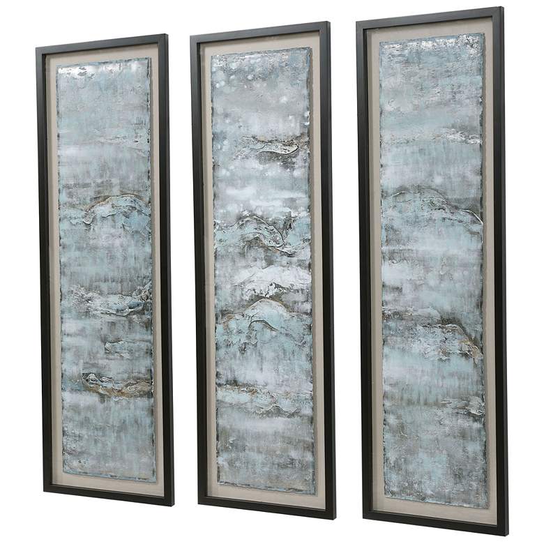 Image 6 Ocean Swell 65 3/4 inch High 3-Piece Framed Metal Wall Art Set more views