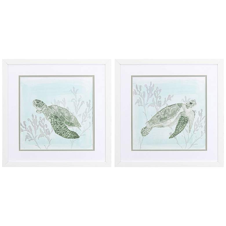 Image 3 Ocean Swim 17" Square 2-Piece Framed Wall Art Set