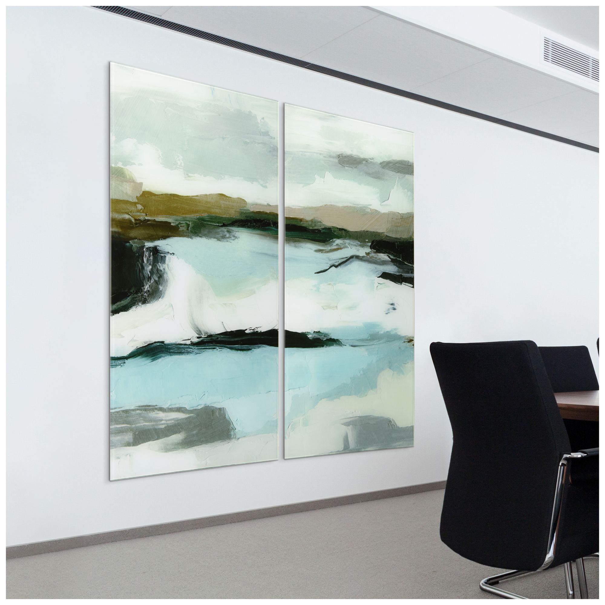 Ocean Tide AB Frameless Reverse Printed Tempered Glass Wall Art Set of 2