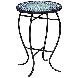 Image2 of Ocean Wave Mosaic Black Iron Outdoor Accent Table