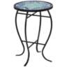 Ocean Wave Mosaic Black Iron Outdoor Accent Table