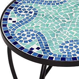 Image3 of Ocean Wave Mosaic Black Iron Outdoor Accent Table more views