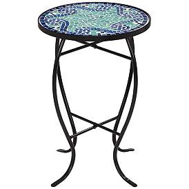 Image5 of Ocean Wave Mosaic Black Iron Outdoor Accent Table more views