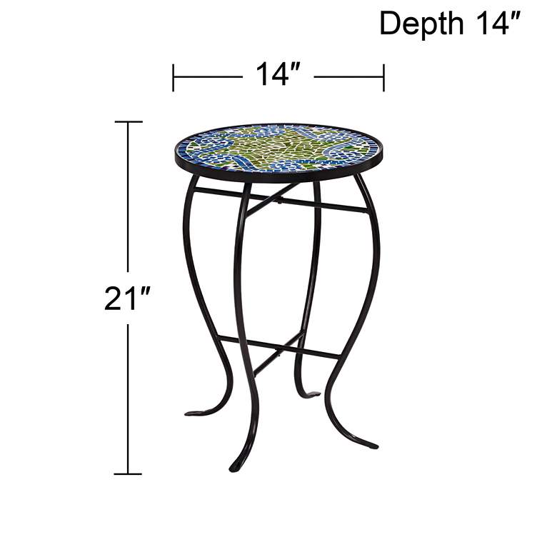 Image 7 Ocean Wave Mosaic Black Iron Outdoor Accent Table more views