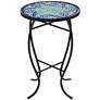 Ocean Wave Mosaic Black Iron Outdoor Accent Tables Set of 2