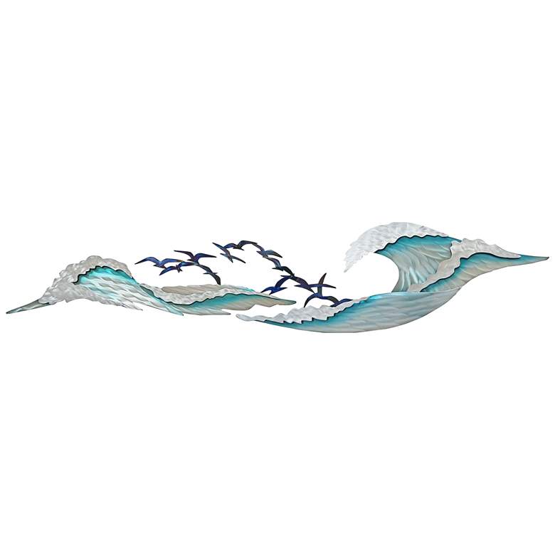 Image 2 Ocean Waves I 82" Wide Indoor - Outdoor Metal Wall Art