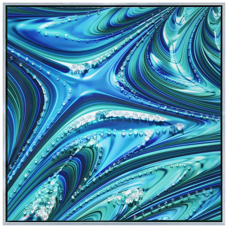 Image 1 Ocean Waves II Crystallus Epoxy Coated Wrapped Framed Blue Canvas Wall Art