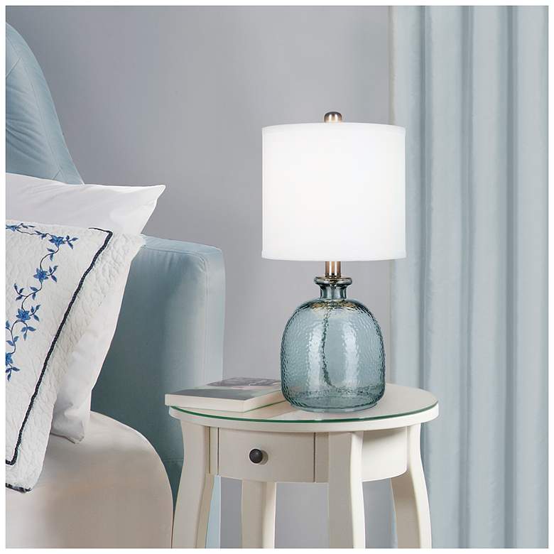 Image 6 Oceana 18.25" High Blue Textured Glass Table Lamp more views