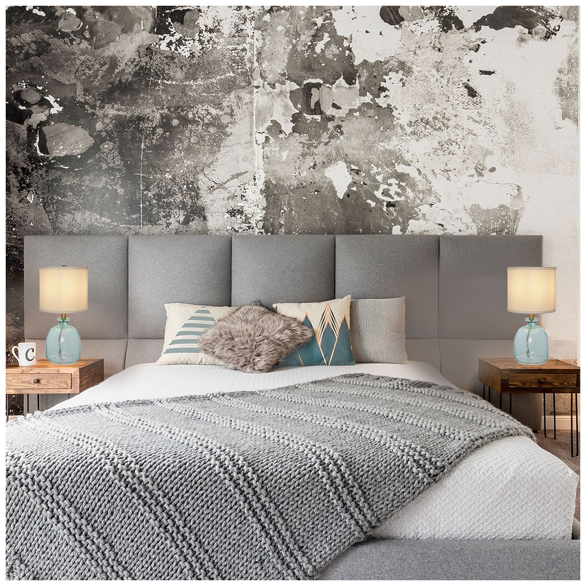 Image 7 Oceana 18.25" High Blue Textured Glass Table Lamp more views