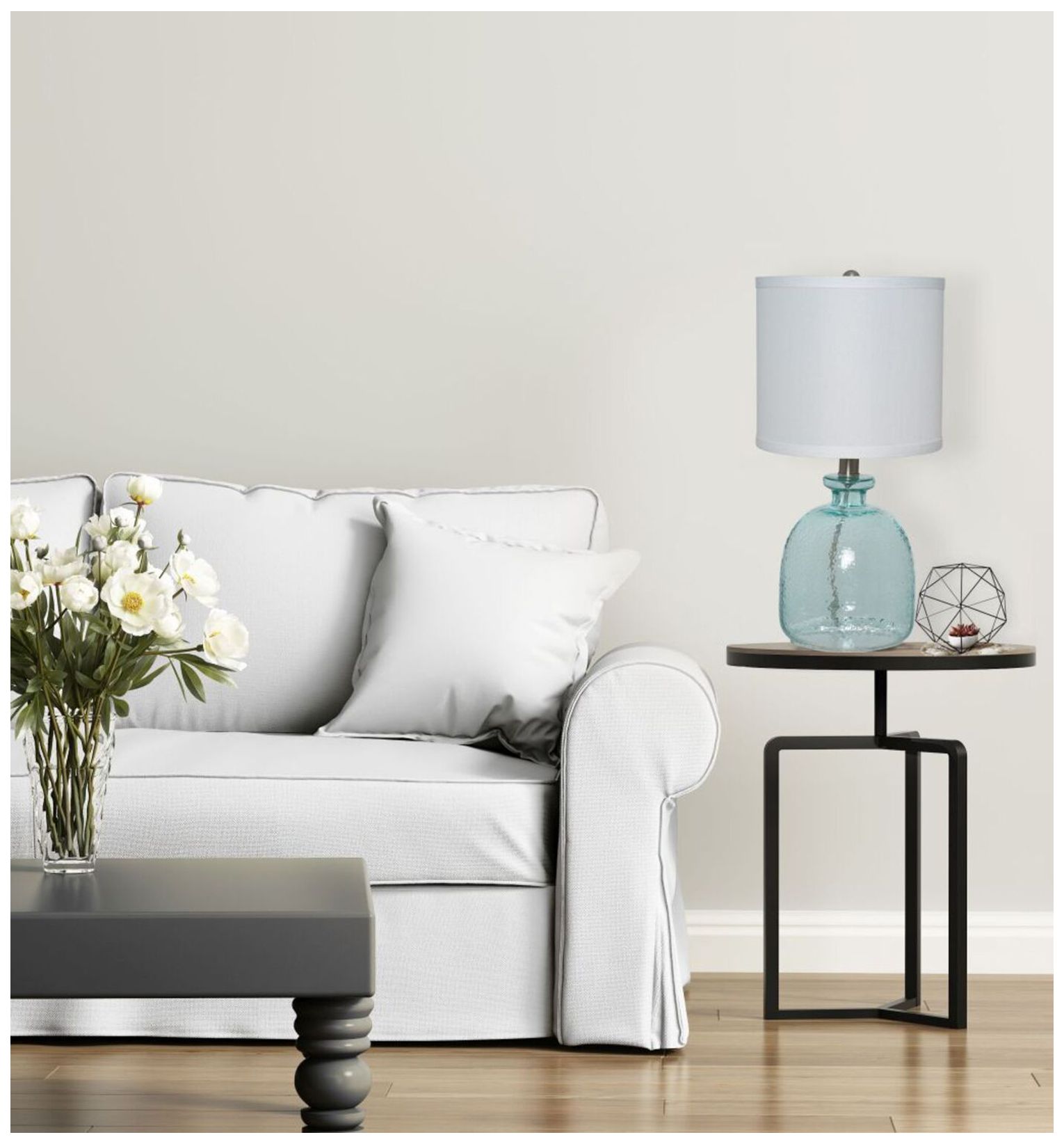 Oceana 18.25" High Blue Textured Glass Table Lamp