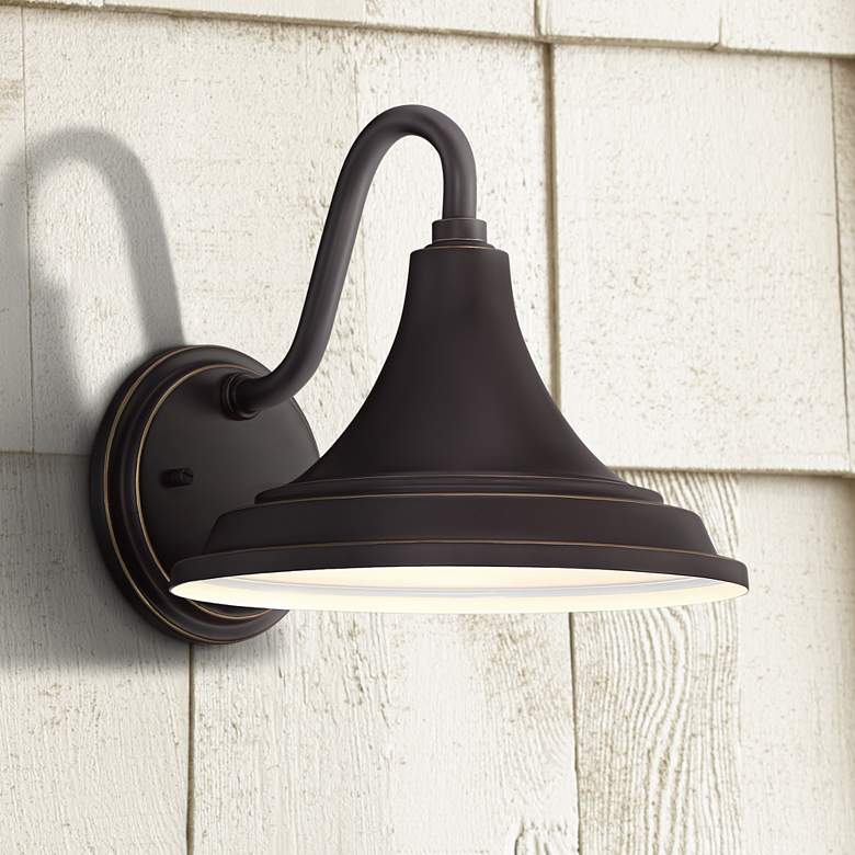 Image 1 Oceanfront 9 1/2 inch High Palladian Bronze Outdoor Wall Light