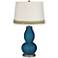 Oceanside Double Gourd Table Lamp with Scallop Lace Trim