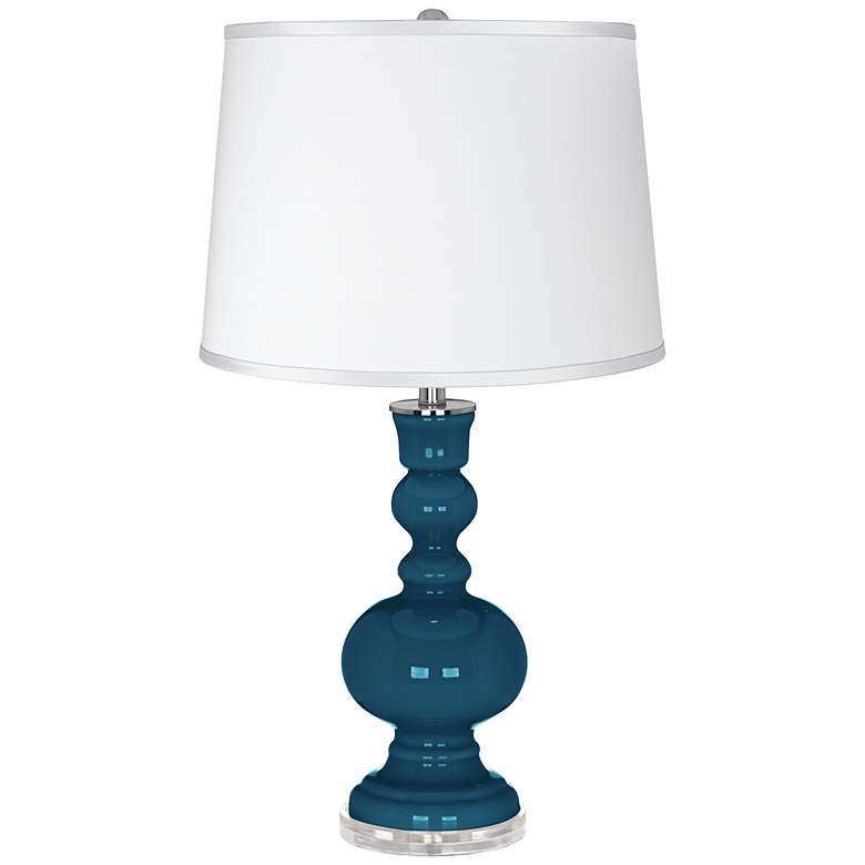 Image 1 Oceanside - Satin Silver White Shade Apothecary Table Lamp