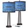 Oceanside Susan Dark Bronze USB Table Lamps Set of 2