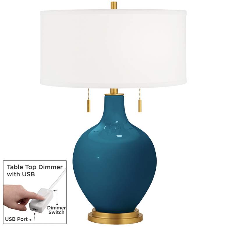 Image 1 Oceanside Toby Brass Accents Table Lamp with Dimmer