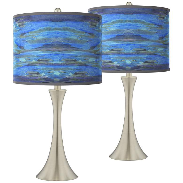 Image 1 Oceanside Trish 26 1/4" High Brushed Nickel Touch Table Lamps Set of 2
