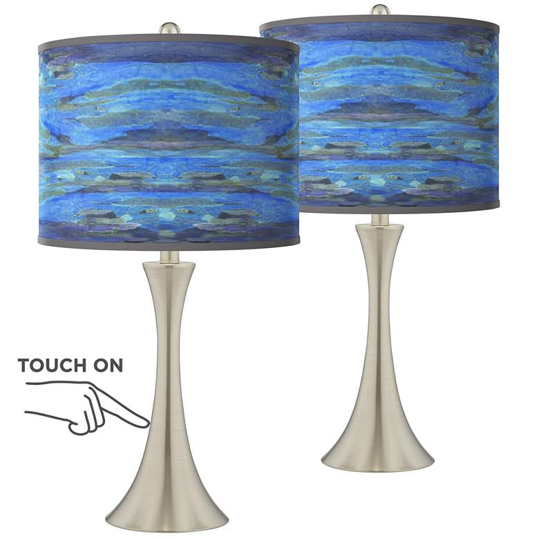Image 1 Oceanside Trish Brushed Nickel Touch Table Lamps Set of 2