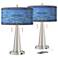 Oceanside Vicki Brushed Nickel USB Table Lamps Set of 2