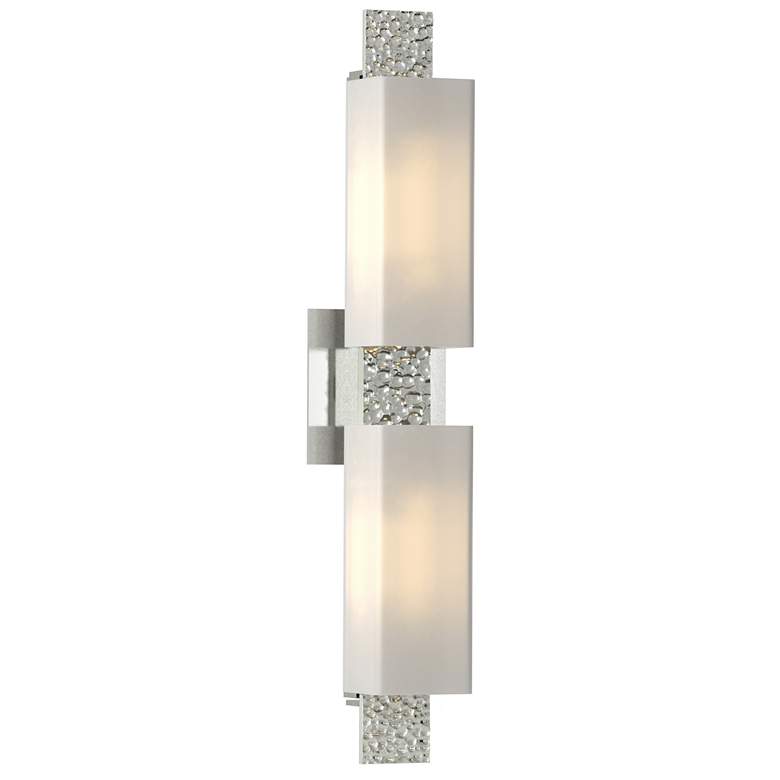 Image 1 Oceanus 4.6 inch High 2 Light Sterling Sconce With Opal Glass Shade