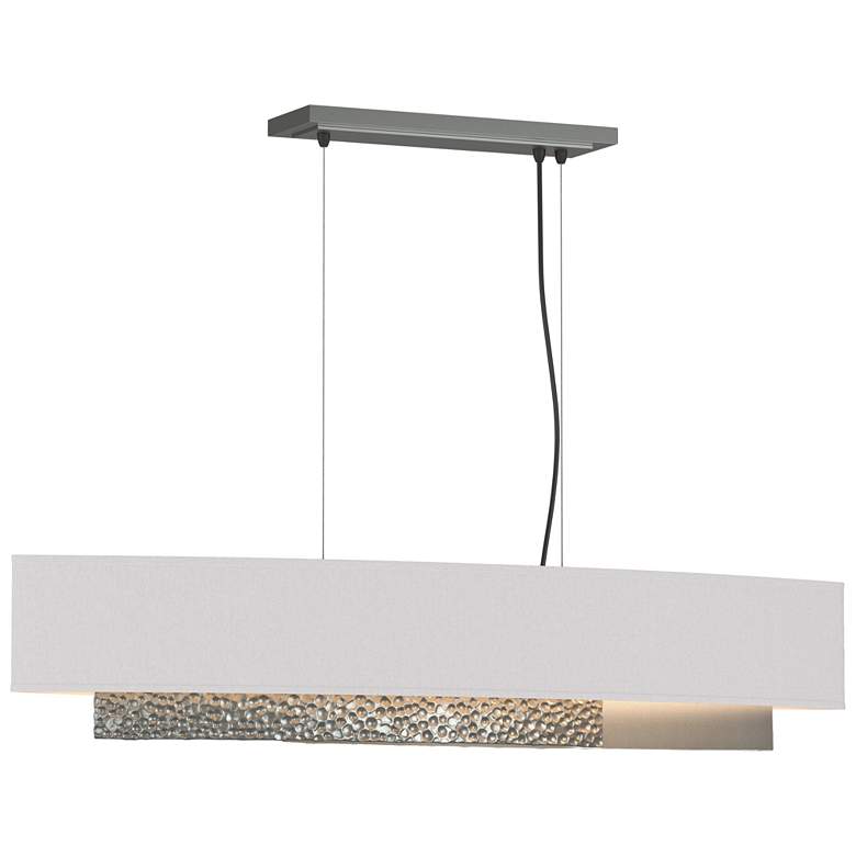 Image 1 Oceanus 42"W Vintage Platinum Standard Pendant With Flax Shade