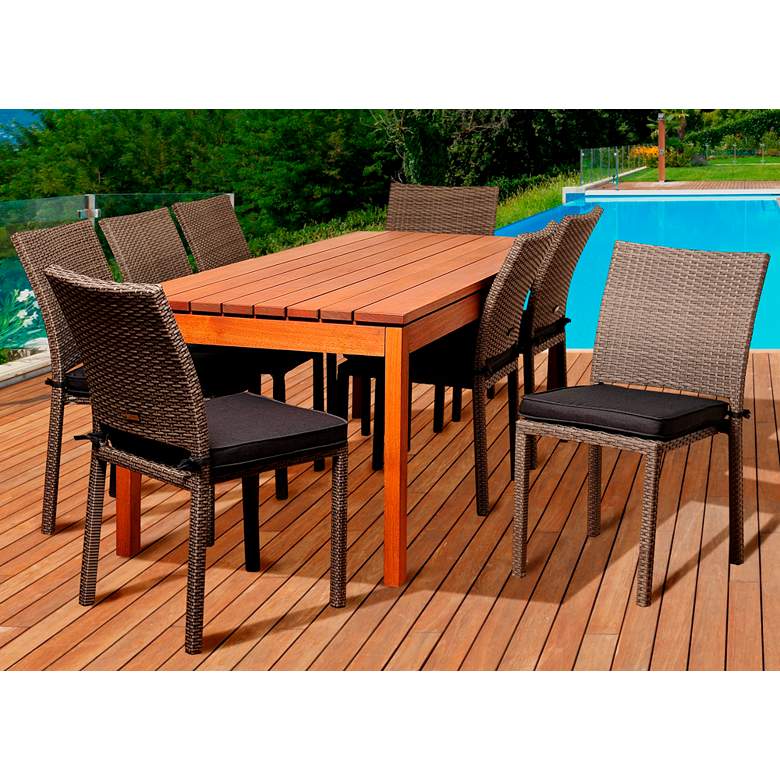 Image 1 Oceanwood Gray Wicker 9-Piece Rectangular Patio Dining Set