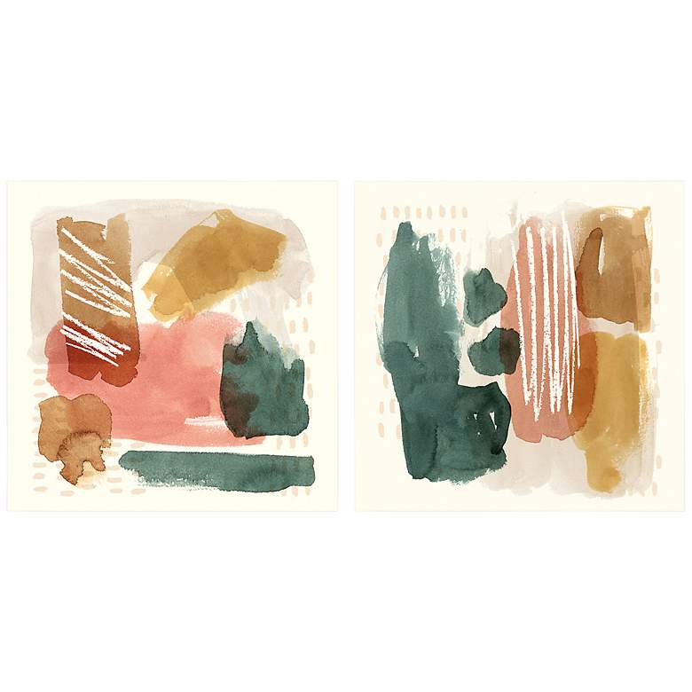 Image 2 Ochre Echo 76"W Square Floating 2-Piece Glass Wall Art Set
