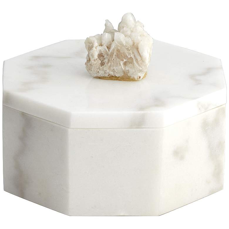 Image 1 Octagonal 7 inch Wide White Marble Decorative Box