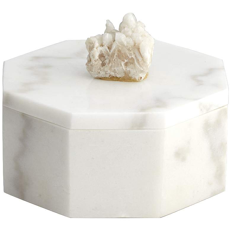 Image 1 Octagonal 7" Wide White Marble Decorative Box
