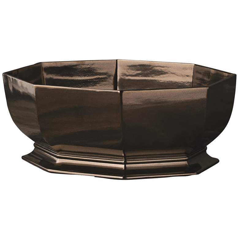 Image 1 Octagonal Bronze Glaze Ceramic Decorative Cachepot