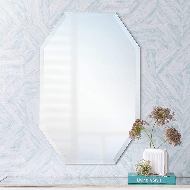 Image 1 Octagonal Frameless 20 inch x 30 inch Beveled Wall Mirror