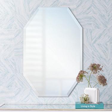 Octagonal Frameless 20" x 30" Beveled Wall Mirror